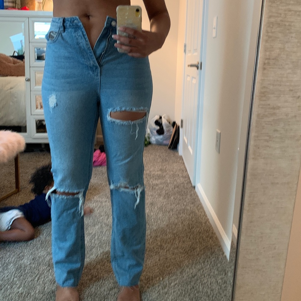 Tall Wrath Slash Rip Straight Leg Jeans Misguided